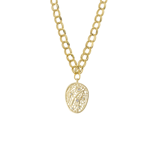 Women's Necklace  Lace 01L15-02207 Loisir Gold Plated Brass With Chain And Perforated Element With White Zircons